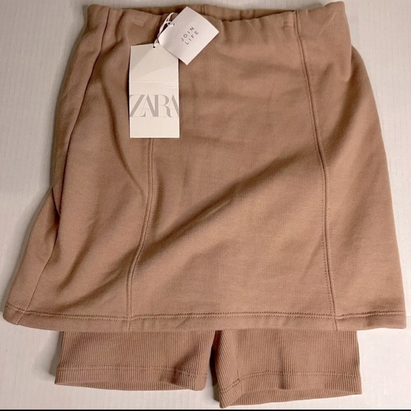Zara tan ribbed skort shorts size X-Small - Picture 1 of 8